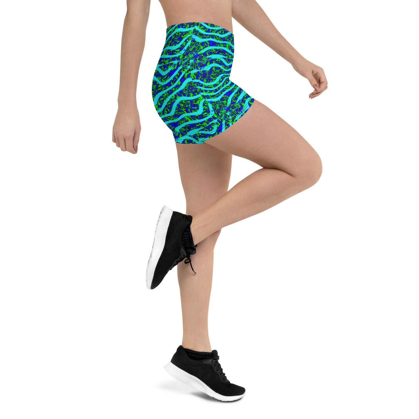 Green Blue Over Top Wave Shorts