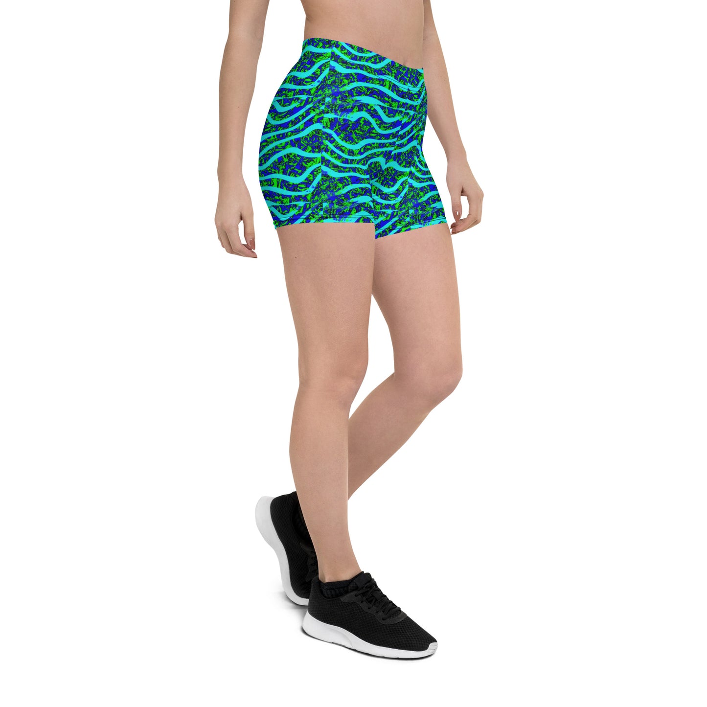 Green Blue Over Top Wave Shorts