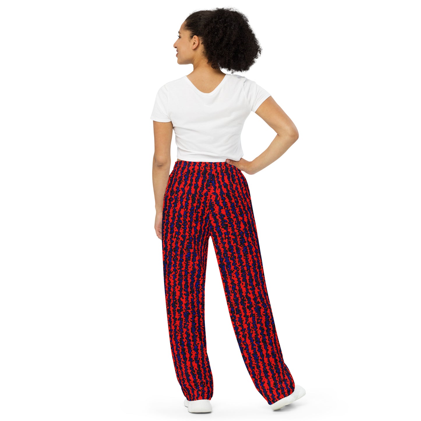 Color Noise Red & Blue & Black All-over print unisex wide-leg pants