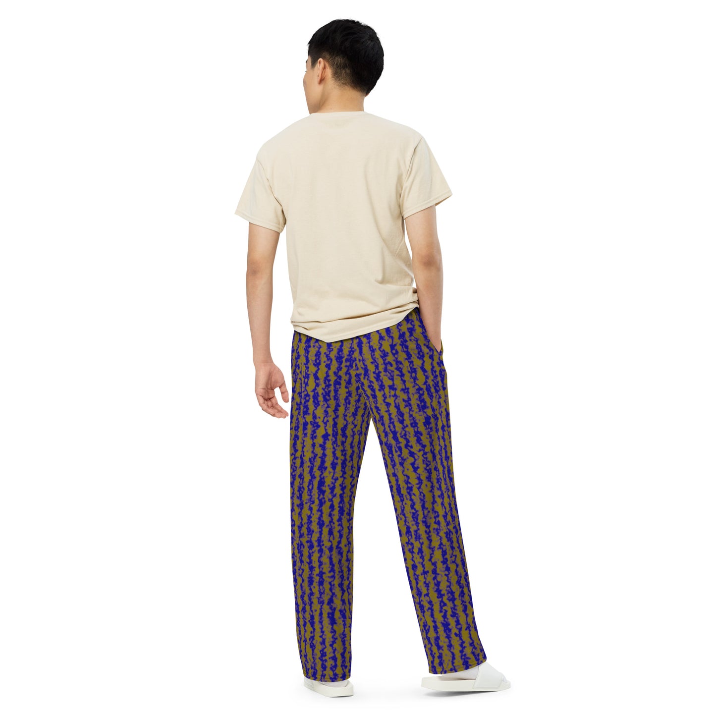 Color Noise Yellow & Blue All-over print unisex wide-leg pants