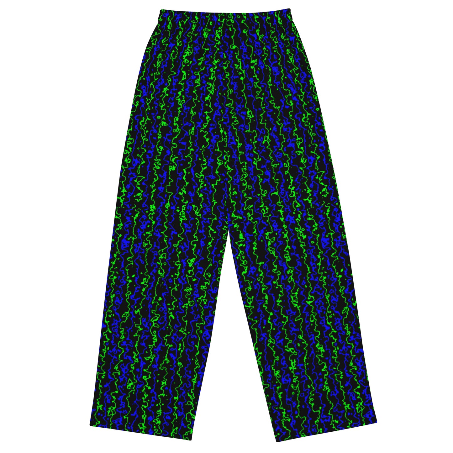 Color Noise Green & Blue & Black All-over print unisex wide-leg pants