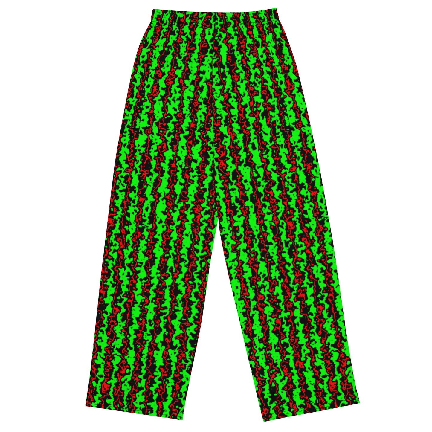 Color Noise Green & Red & Black All-over print unisex wide-leg pants