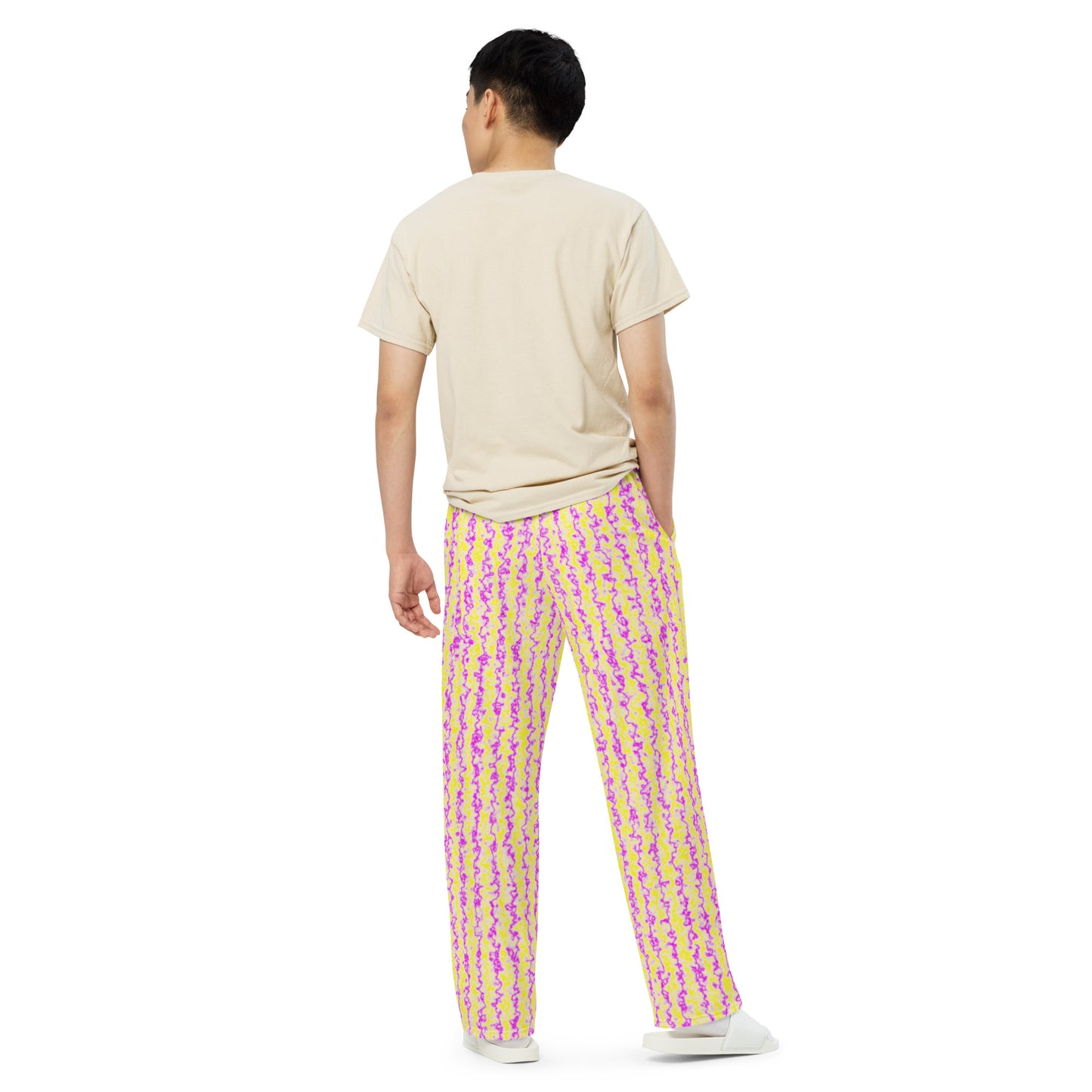 Color Noise Yellow & Purple All-over print unisex wide-leg pants