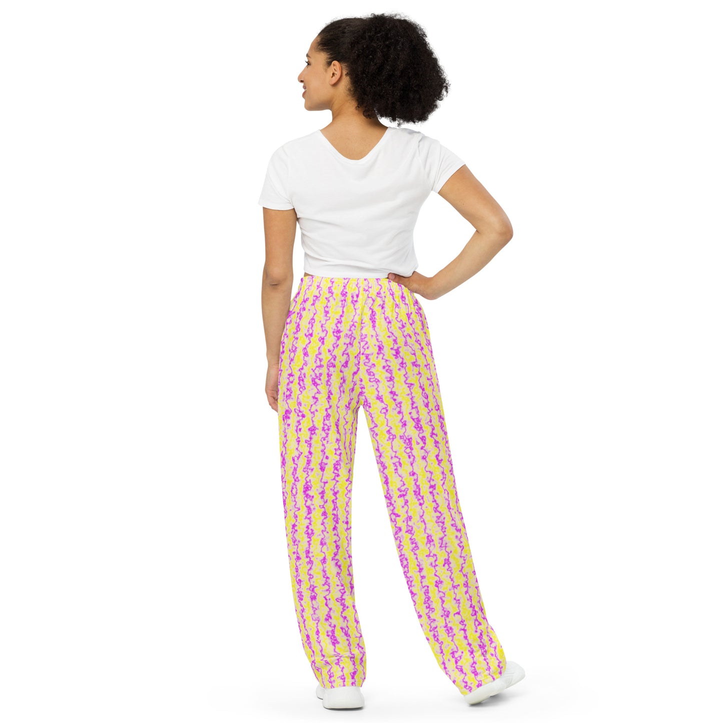 Color Noise Yellow & Purple All-over print unisex wide-leg pants