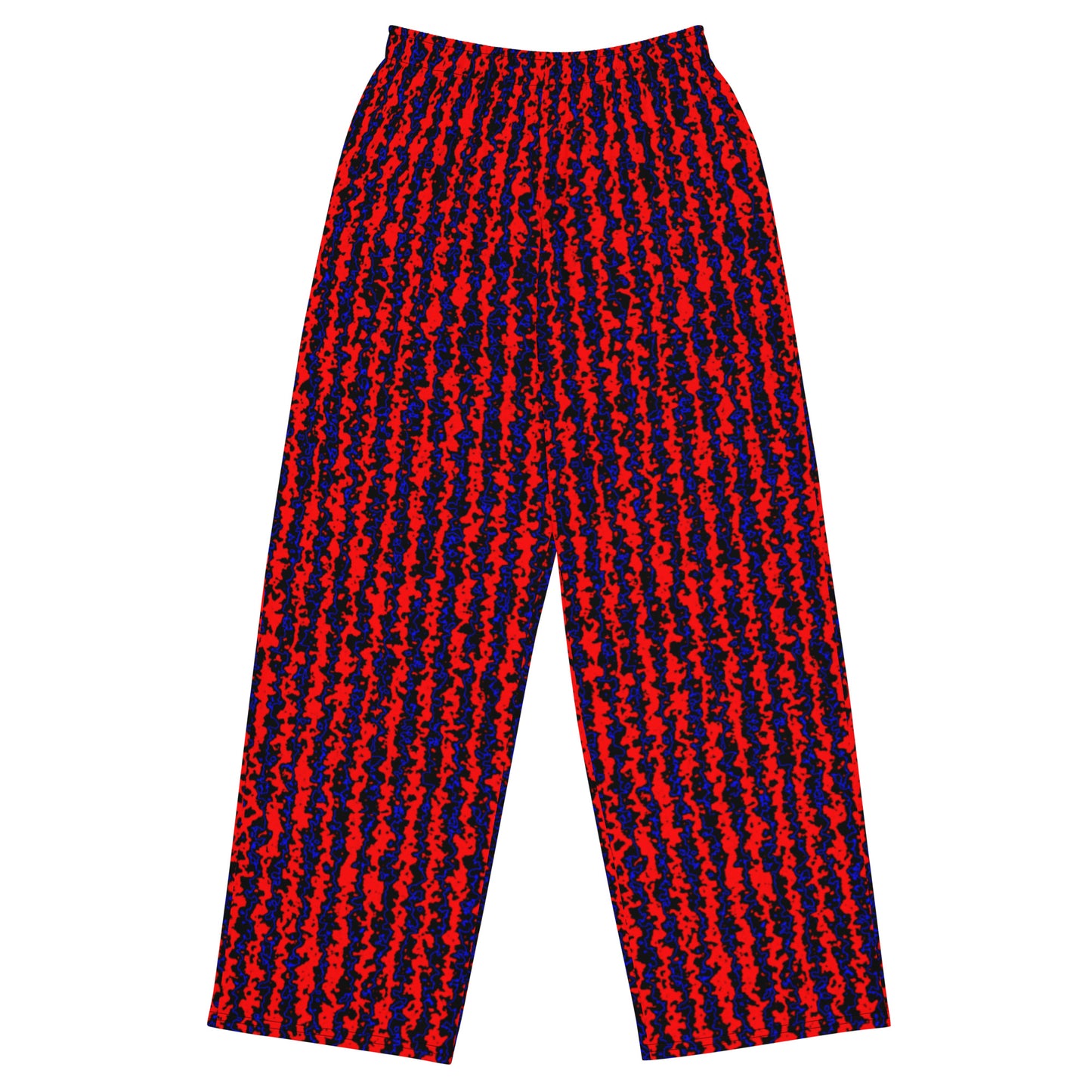 Color Noise Red & Blue & Black All-over print unisex wide-leg pants