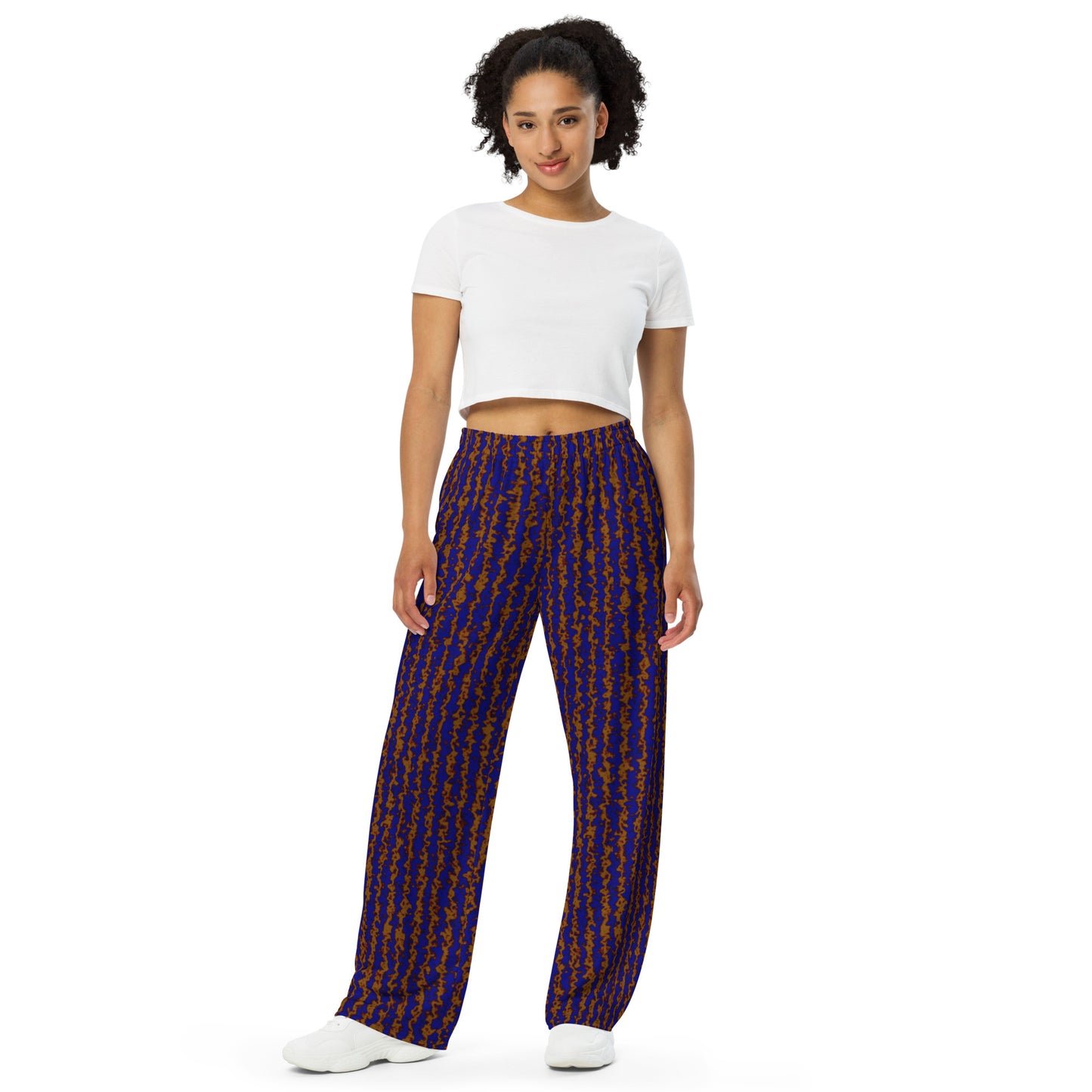 Color Noise Dark Yellow & Blue All-over print unisex wide-leg pants