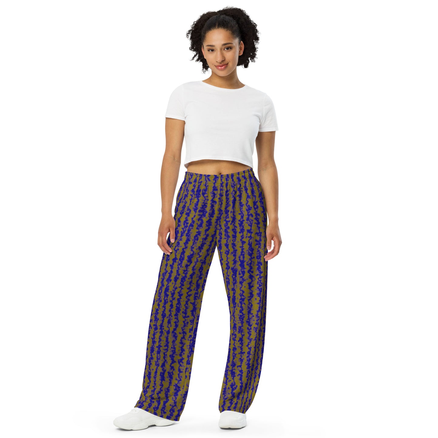 Color Noise Yellow & Blue All-over print unisex wide-leg pants