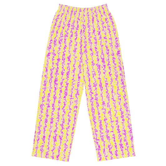 Color Noise Yellow & Purple All-over print unisex wide-leg pants