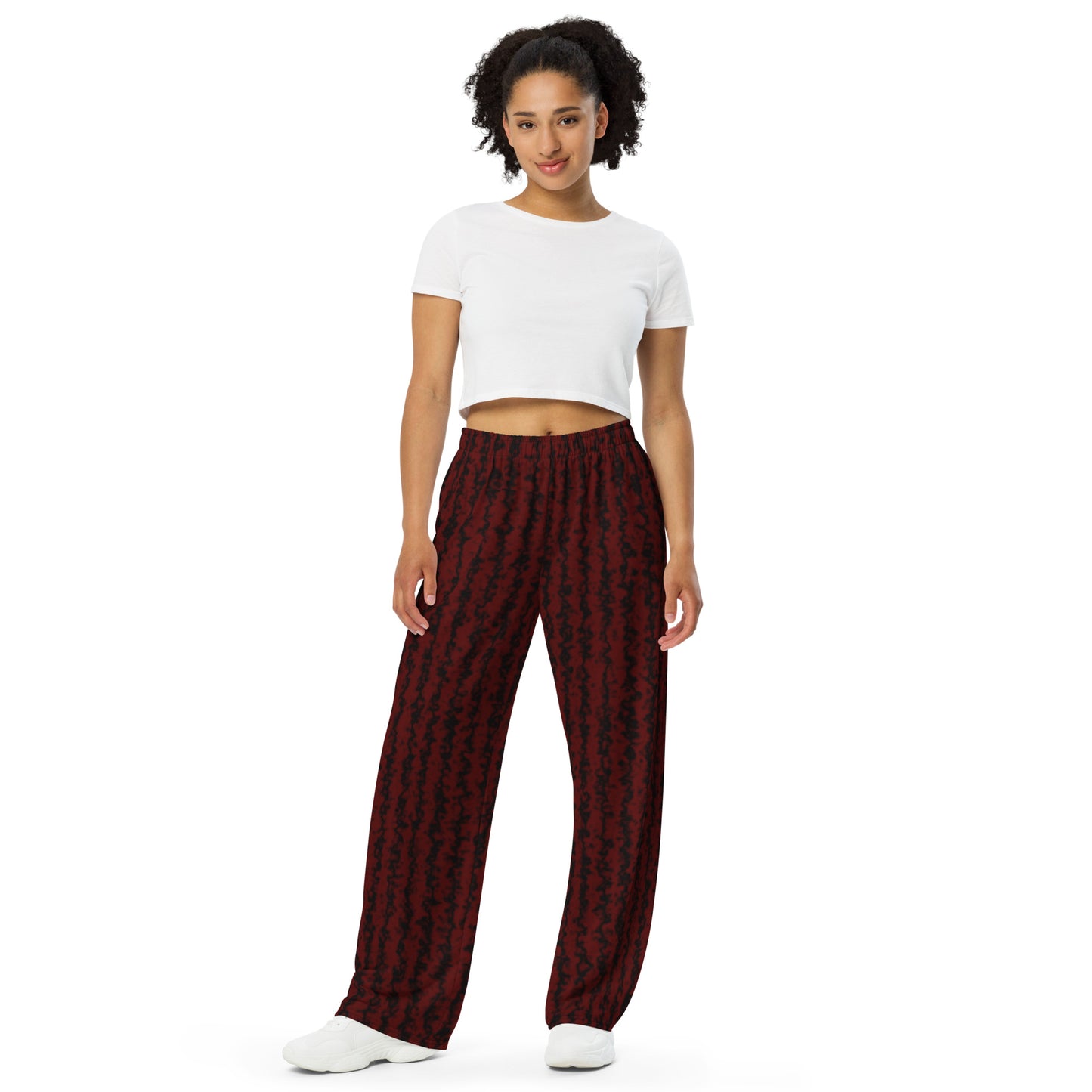 Red & Black All-over print unisex wide-leg pants