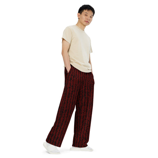 Red & Black All-over print unisex wide-leg pants