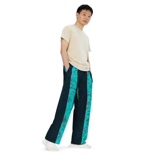 Rorschach Blue X Color Noise Green & Blue & Black All-over print unisex wide-leg pants