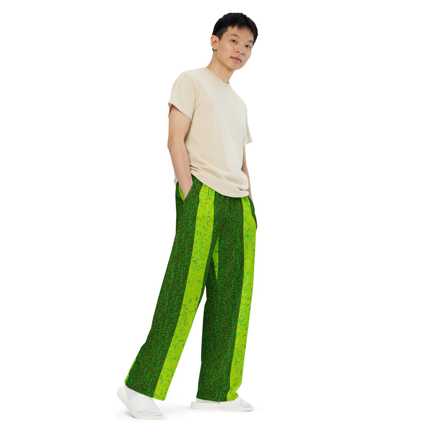 Rorschach Green X Color Noise Green & Red & Black All-over print unisex wide-leg pants