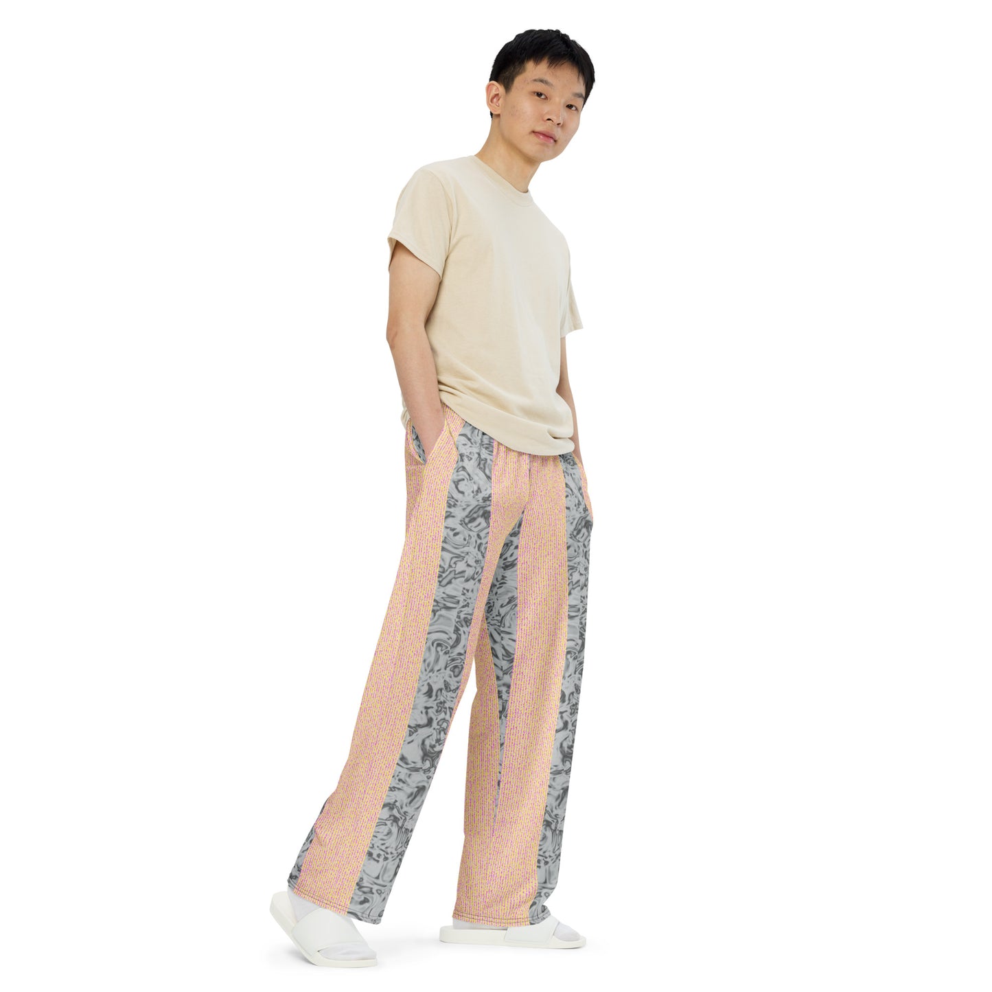 Rorschach White X Color Noise Yellow & Purple All-over print unisex wide-leg pants