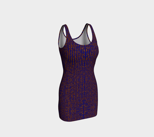 Color Noise Dark Yellow Blue Body-Con Dress CAN