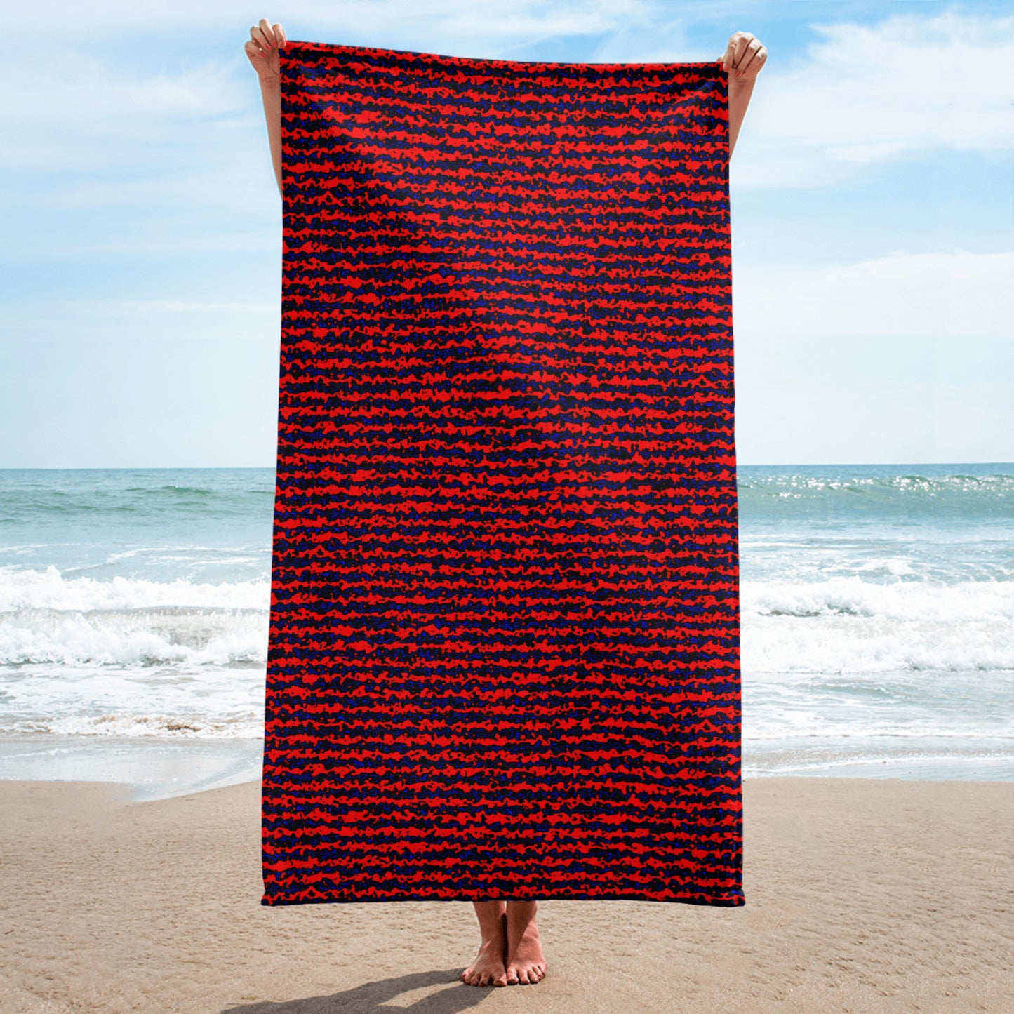 Color Noise Red & Blue & Black Towel