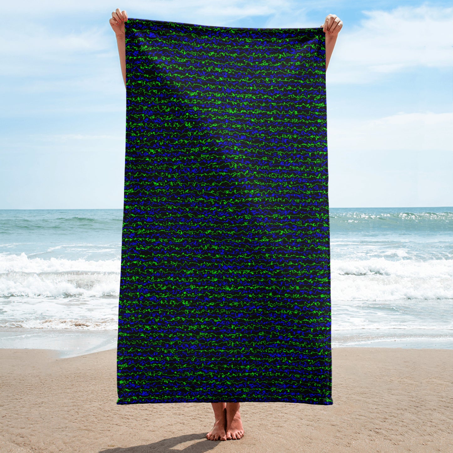 Color Noise Green & Blue & Black Green Towel