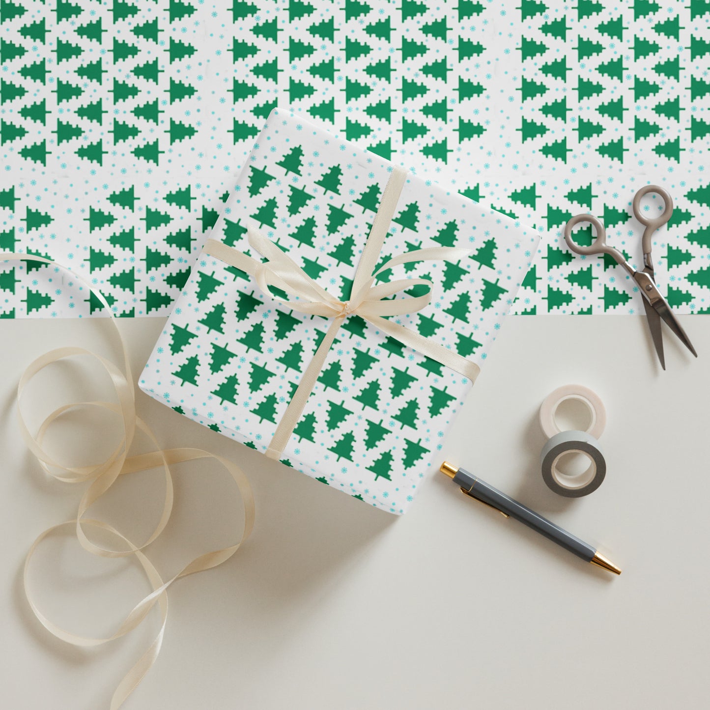 2023 Pixel Tree Wrapping paper sheets