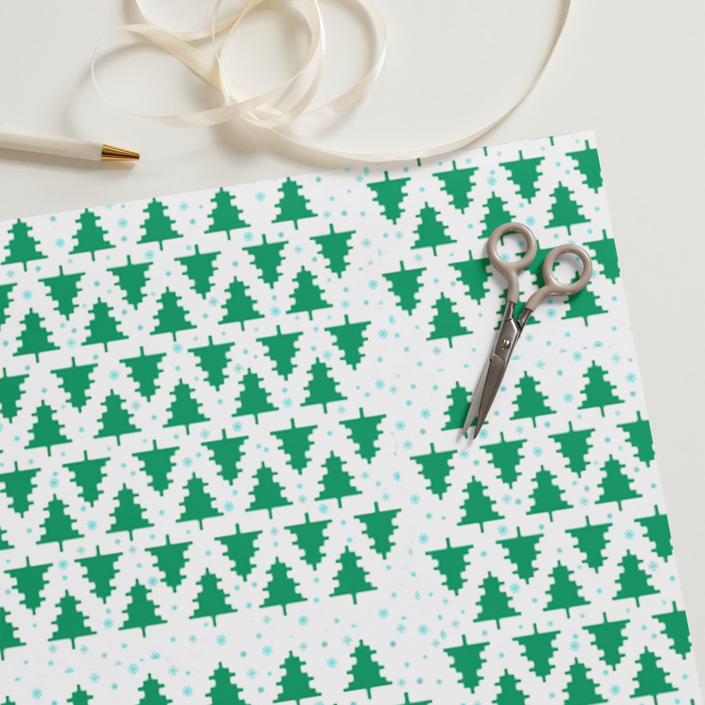 2023 Pixel Tree Wrapping paper sheets