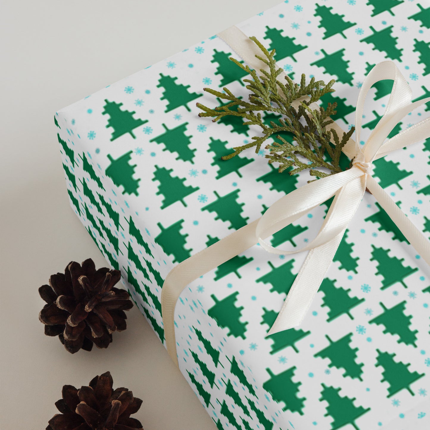 2023 Pixel Tree Wrapping paper sheets