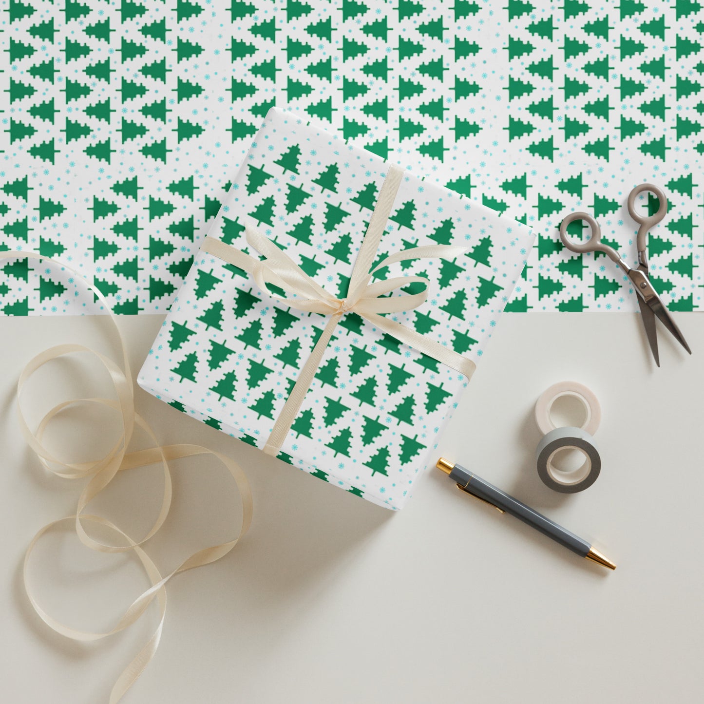 2023 Pixel Tree Wrapping paper sheets