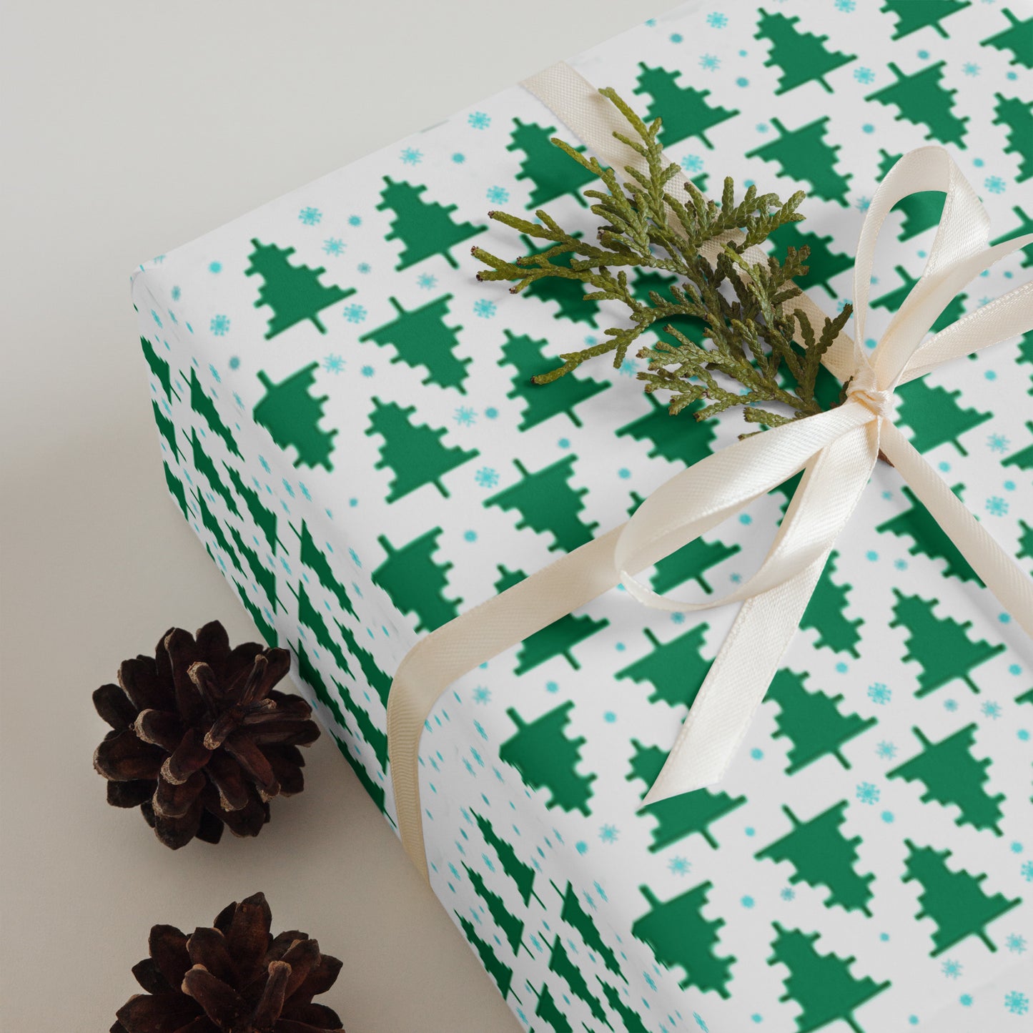 2023 Pixel Tree Wrapping paper sheets