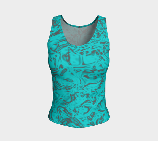 Rorschach Blue Fitted Tank Top Long