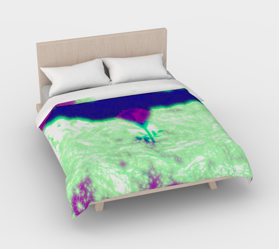 Queen size Rosy Haze duvet cover. For sale from Lost Woods Arts