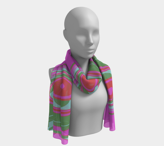 The Far Out Wave long scarf is a fluid, beautiful draped scarf and its the perfect accessory for those windy days, to dress up any outfit, and to wear art where you go.