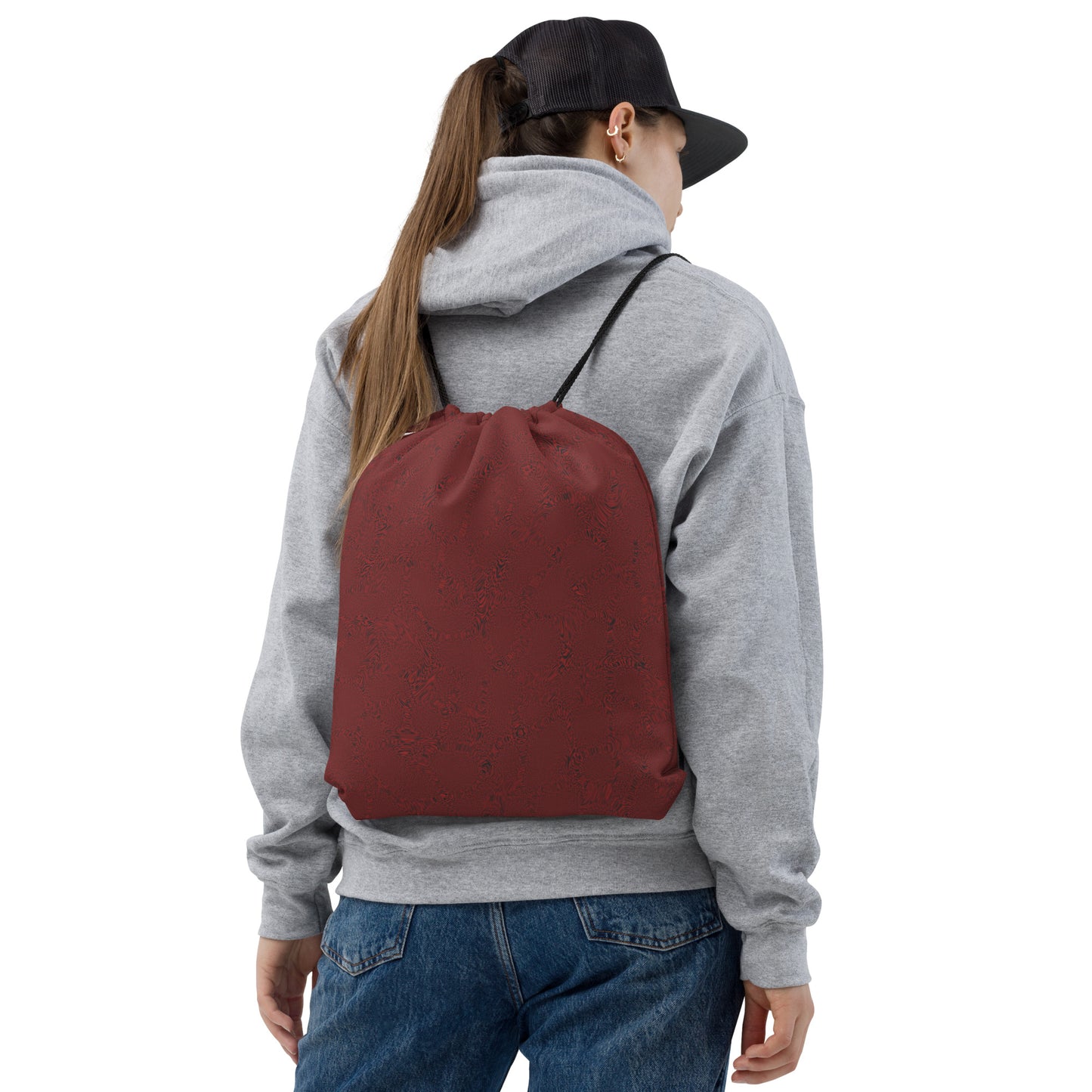 Dark Red Tiger Drawstring bag