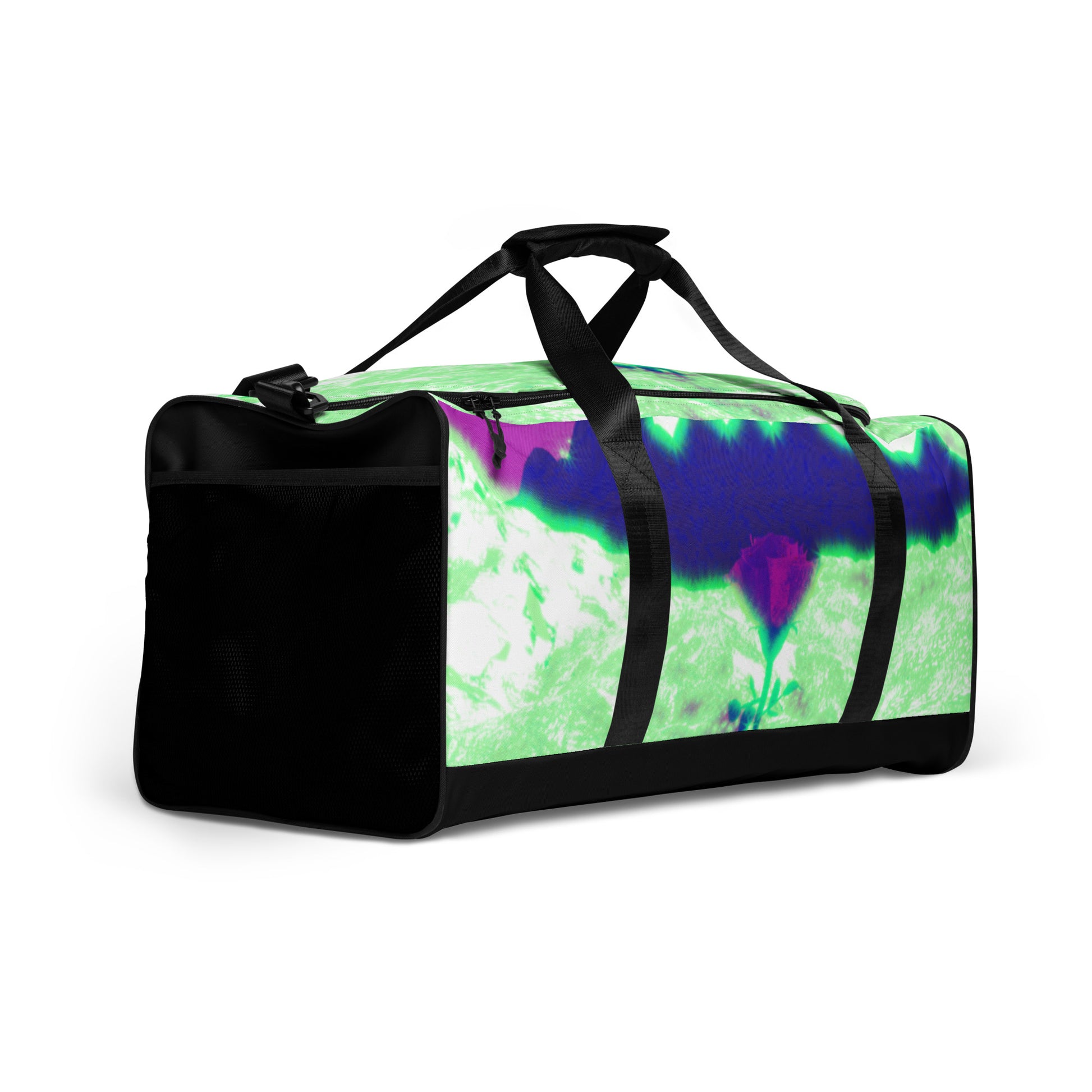 Rosy Haze duffle bag. For sale from Lost Woods Arts