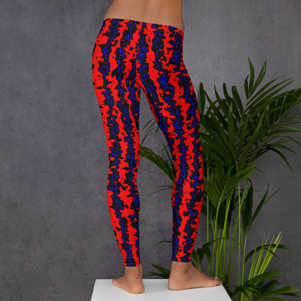 Color Noise Red Blue Black Leggings