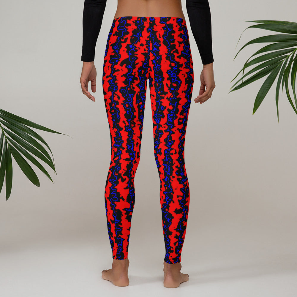 Color Noise Red Blue Black Leggings