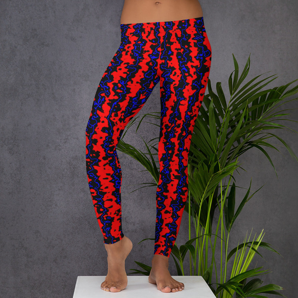 Color Noise Red Blue Black Leggings