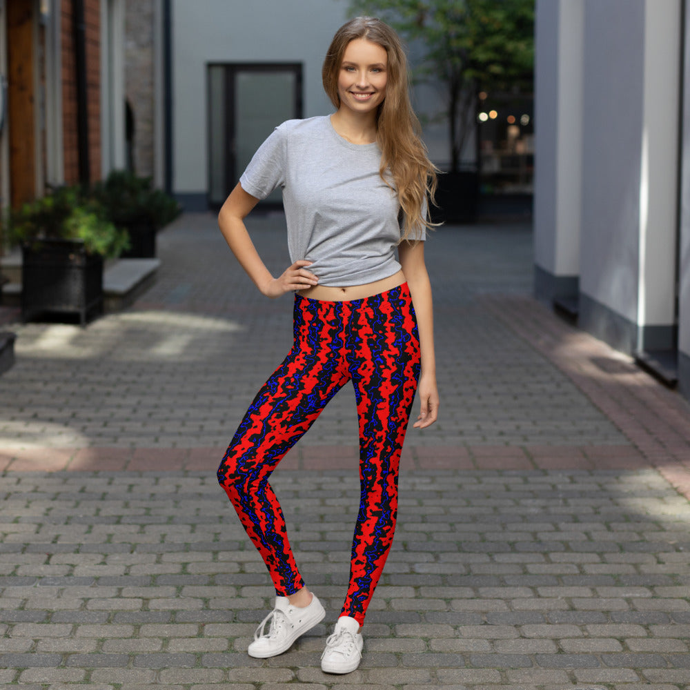 Color Noise Red Blue Black Leggings