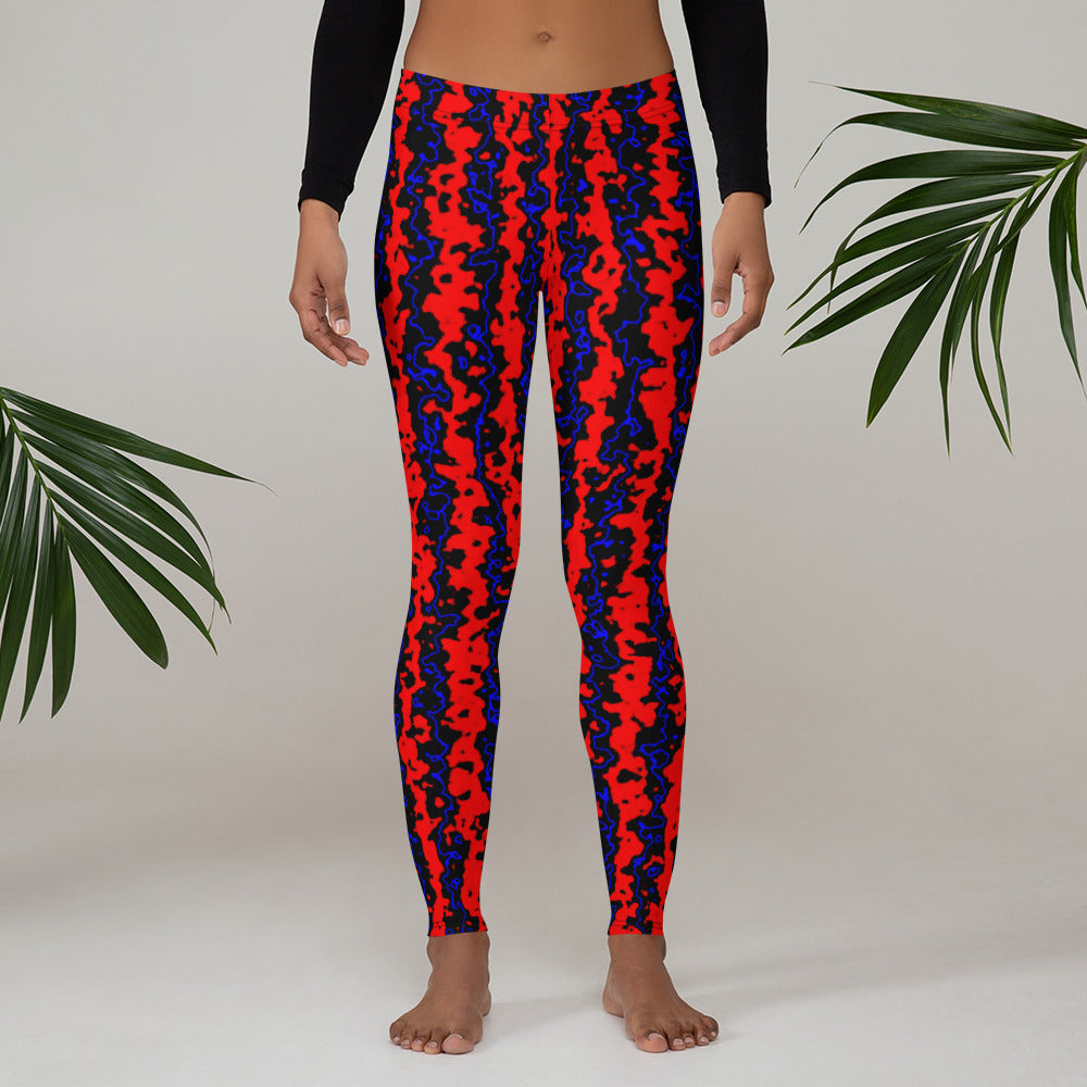 Color Noise Red Blue Black Leggings