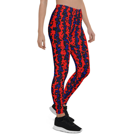 Color Noise Red Blue Black Leggings