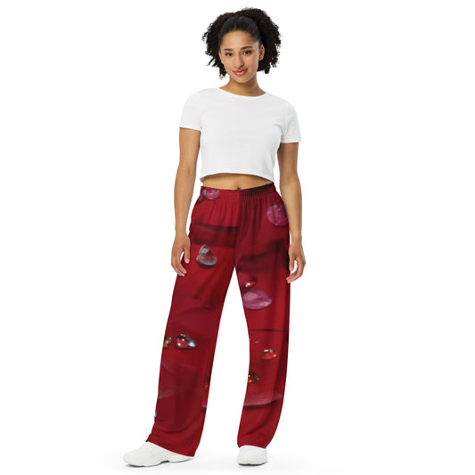 Jeweled Rose unisex wide-leg pants