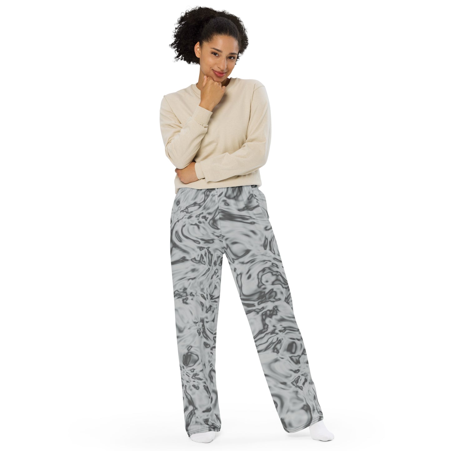 Rorschach White unisex wide-leg pants