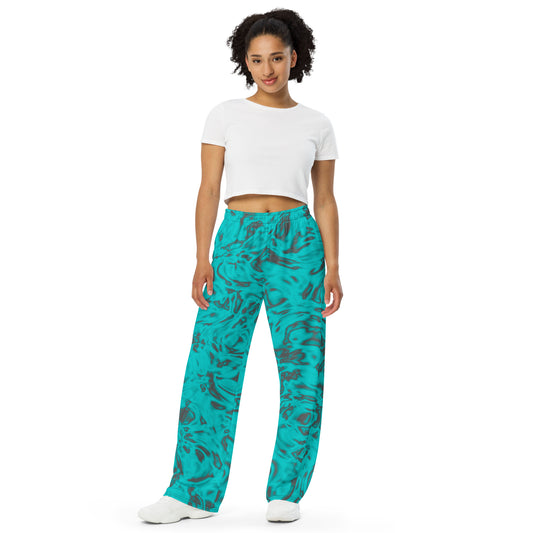 Rorschach Blue unisex wide-leg pants