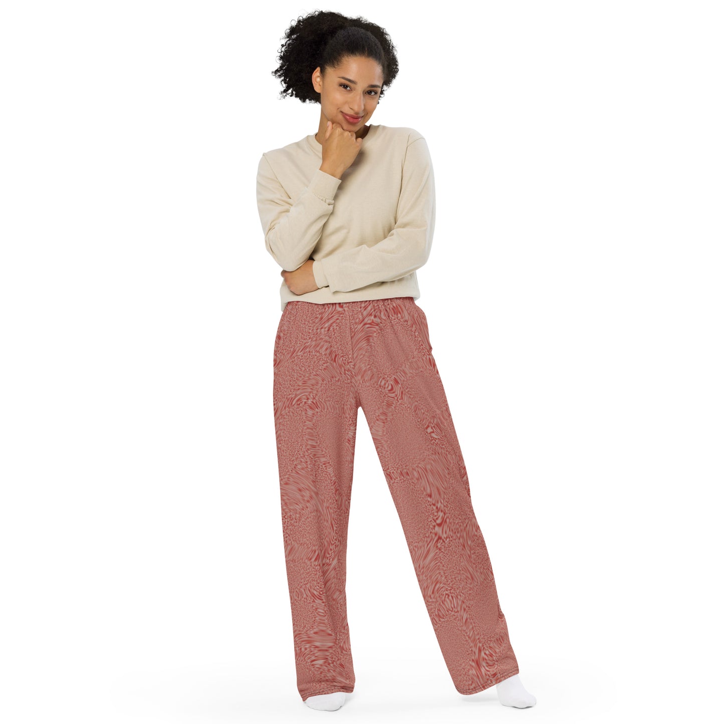 Light Red Tiger unisex wide-leg pants