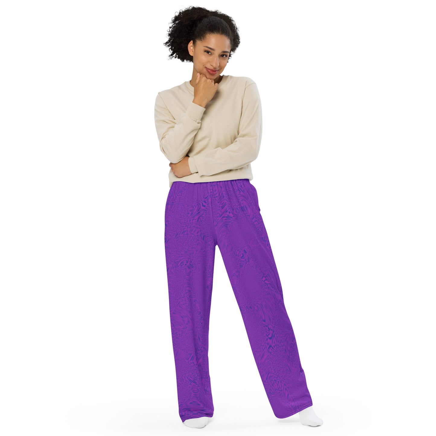 Light Purple Tiger unisex wide-leg pants