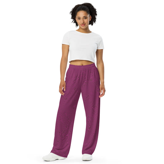 Dark Purple unisex wide-leg pants