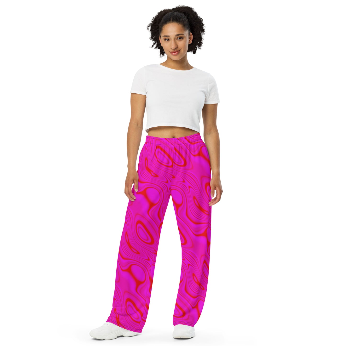 Red Purple Wave unisex wide-leg pants