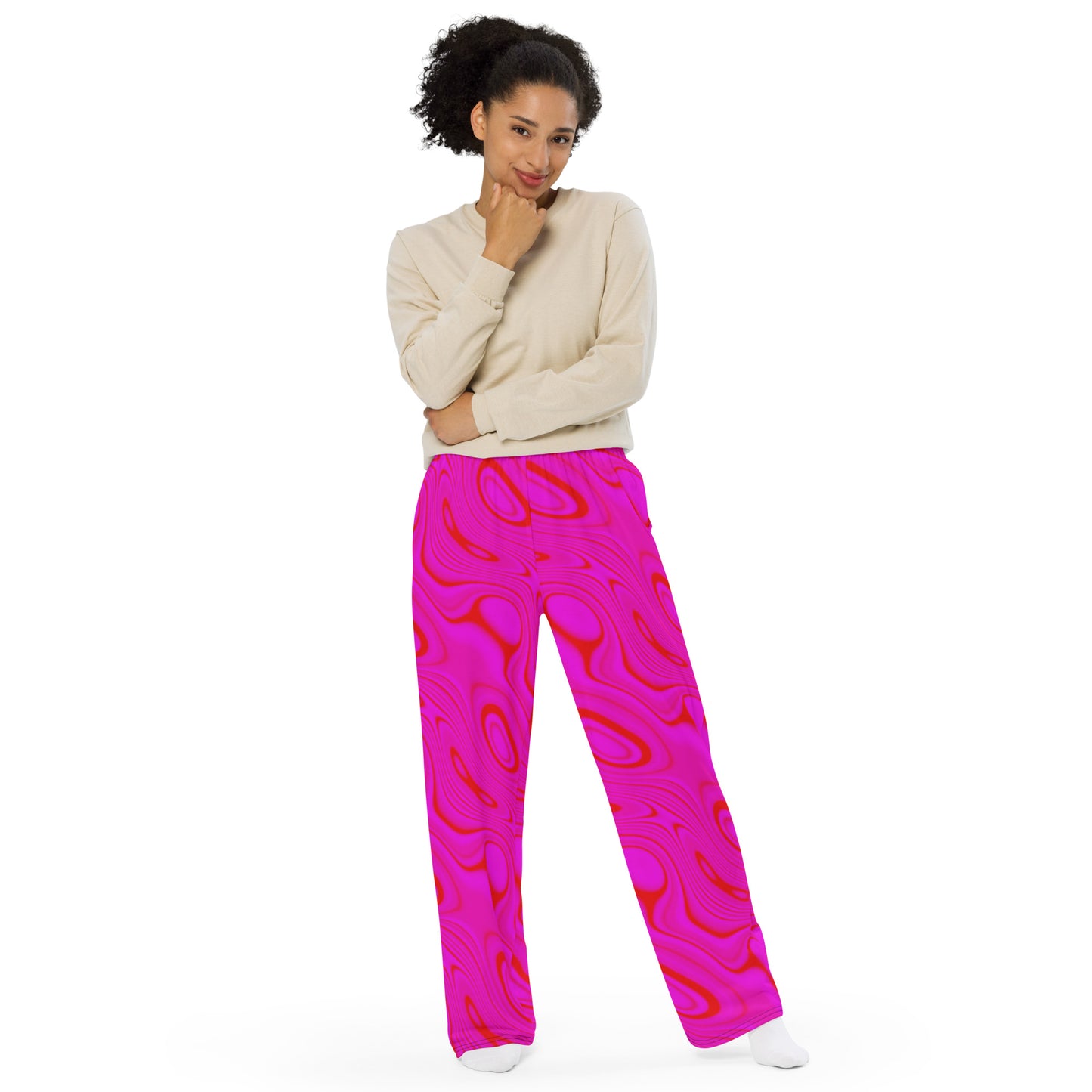 Red Purple Wave unisex wide-leg pants