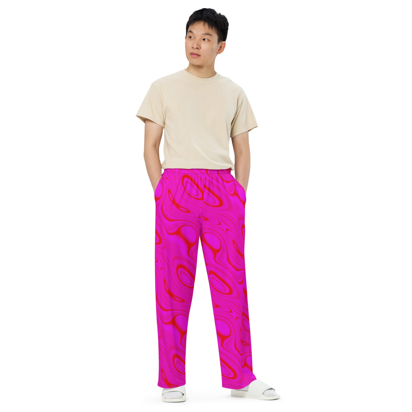 Red Purple Wave unisex wide-leg pants