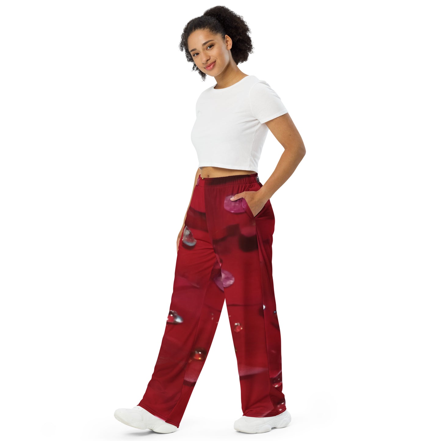 Jeweled Rose unisex wide-leg pants