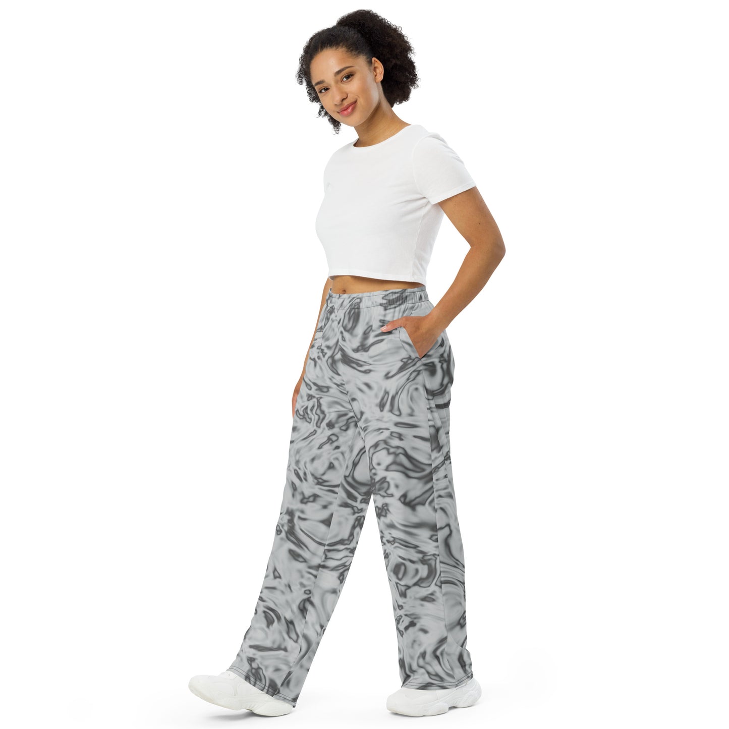 Rorschach White unisex wide-leg pants