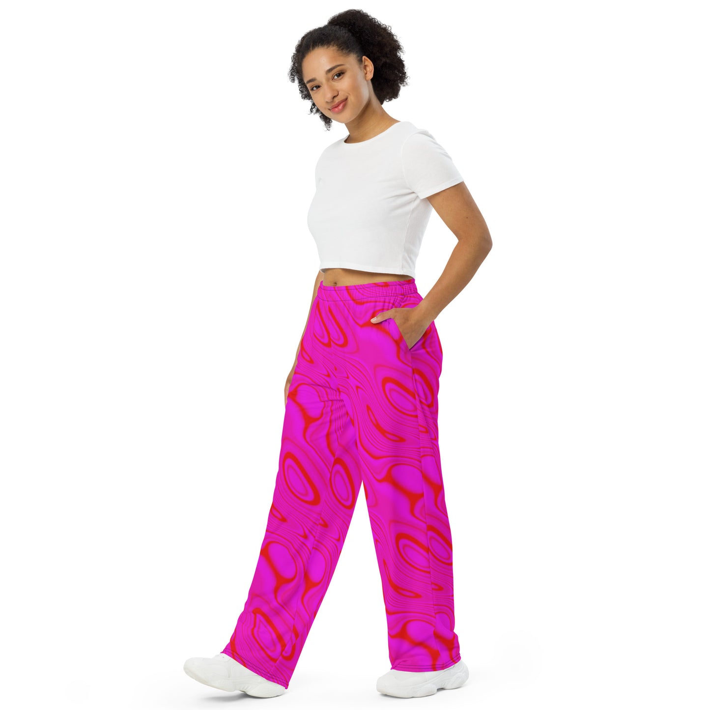 Red Purple Wave unisex wide-leg pants