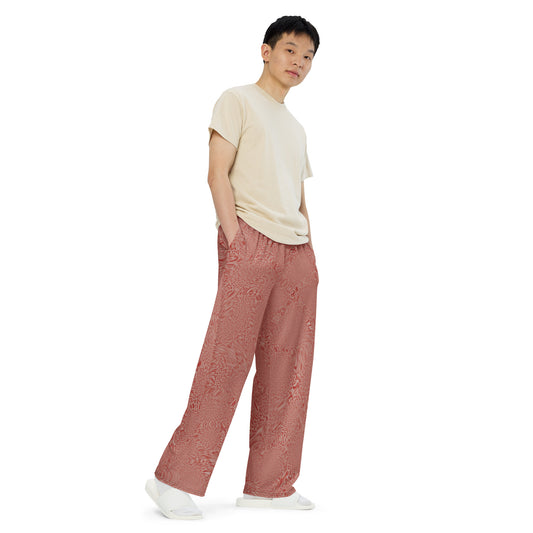 Light Red Tiger unisex wide-leg pants