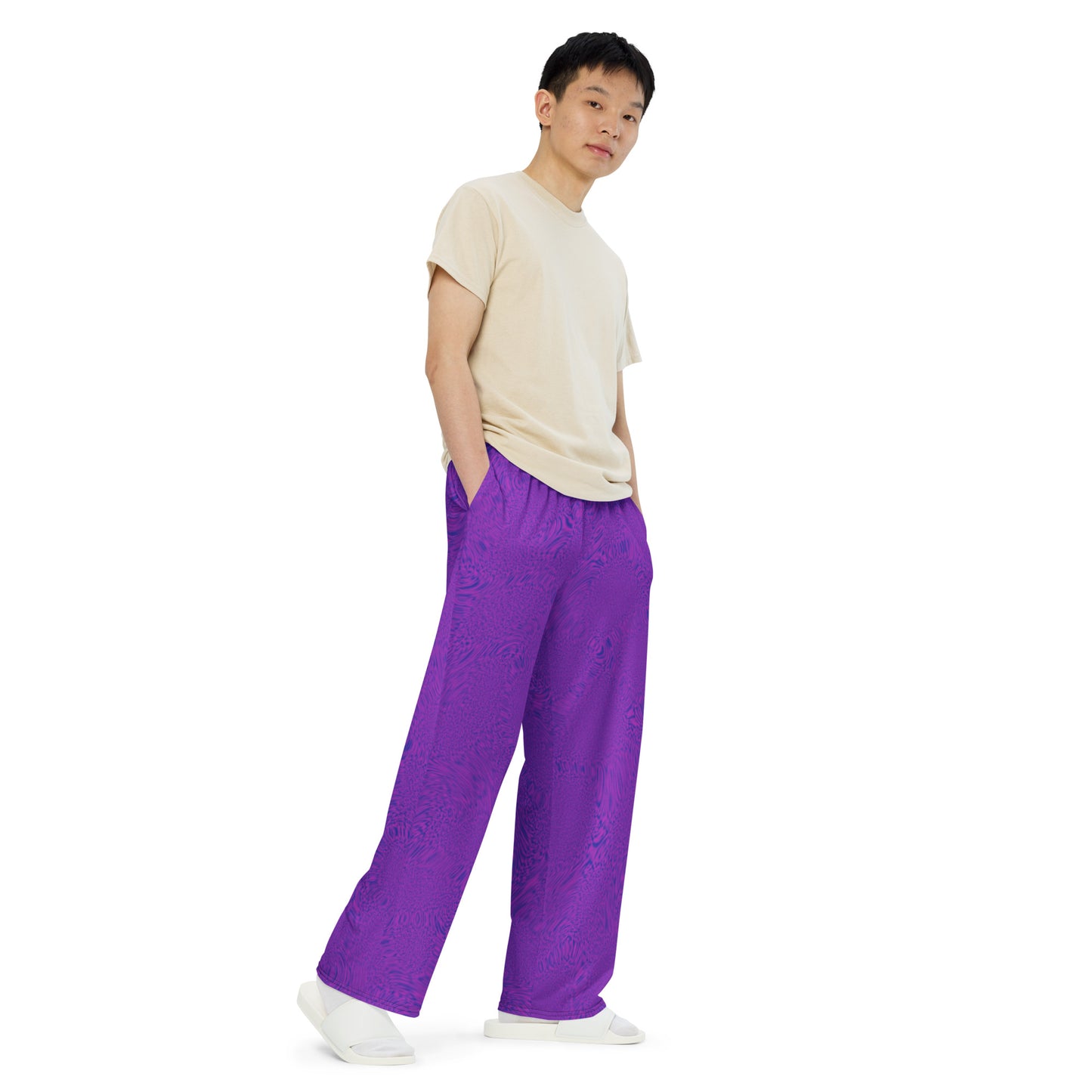 Light Purple Tiger unisex wide-leg pants